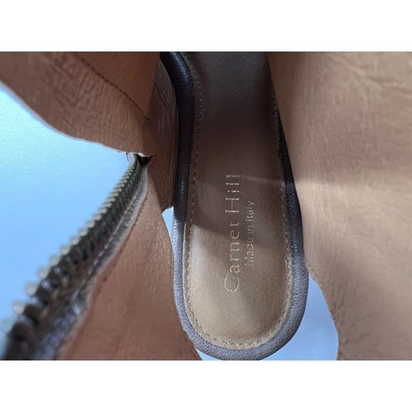 Garnet Hill Madelyn Wedge Women's 6 Italian Leather Zip Peep Toe Mushroom Brown - Picture 8 of 8